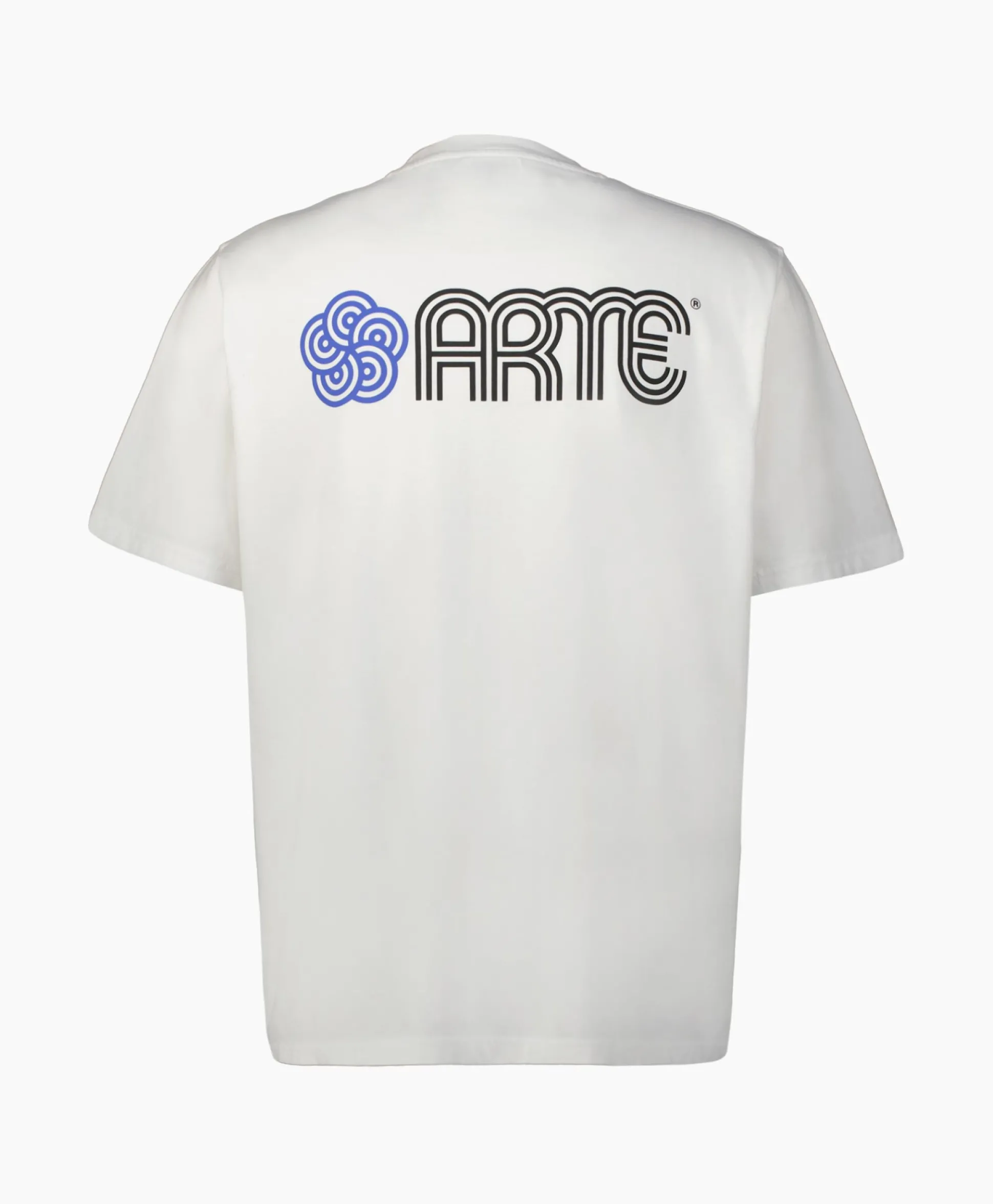 Cheap T-Shirt Korte Mouw Circle Flower Back Front Print Wit Heren T-Shirts