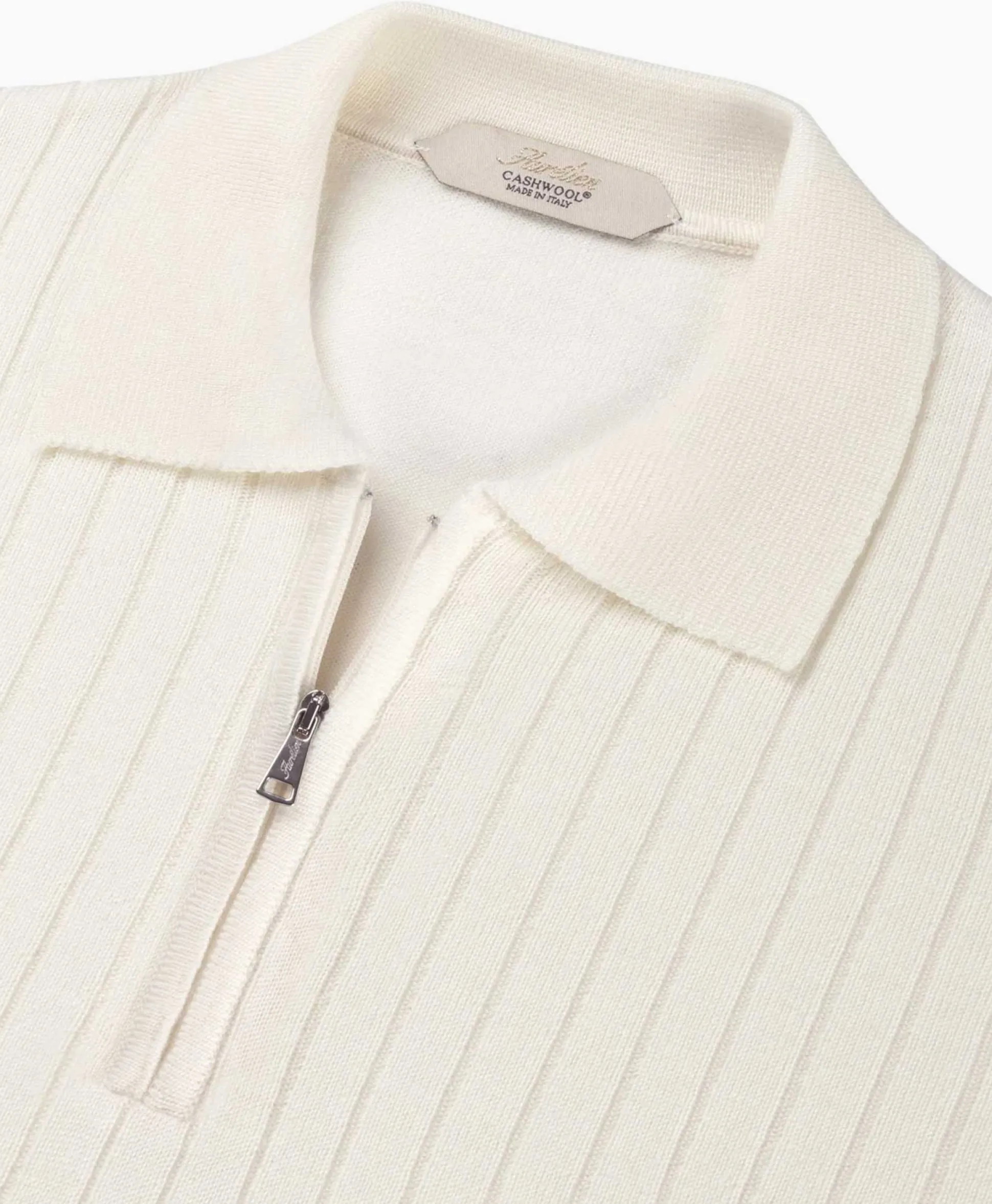 New Pullover Rib Zip Polos Ls Ivoor / Naturel Heren Truien