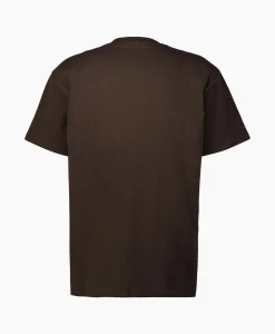 Outlet T-Shirt S/S American Script Organic Cotton Donker Bruin Heren T-Shirts