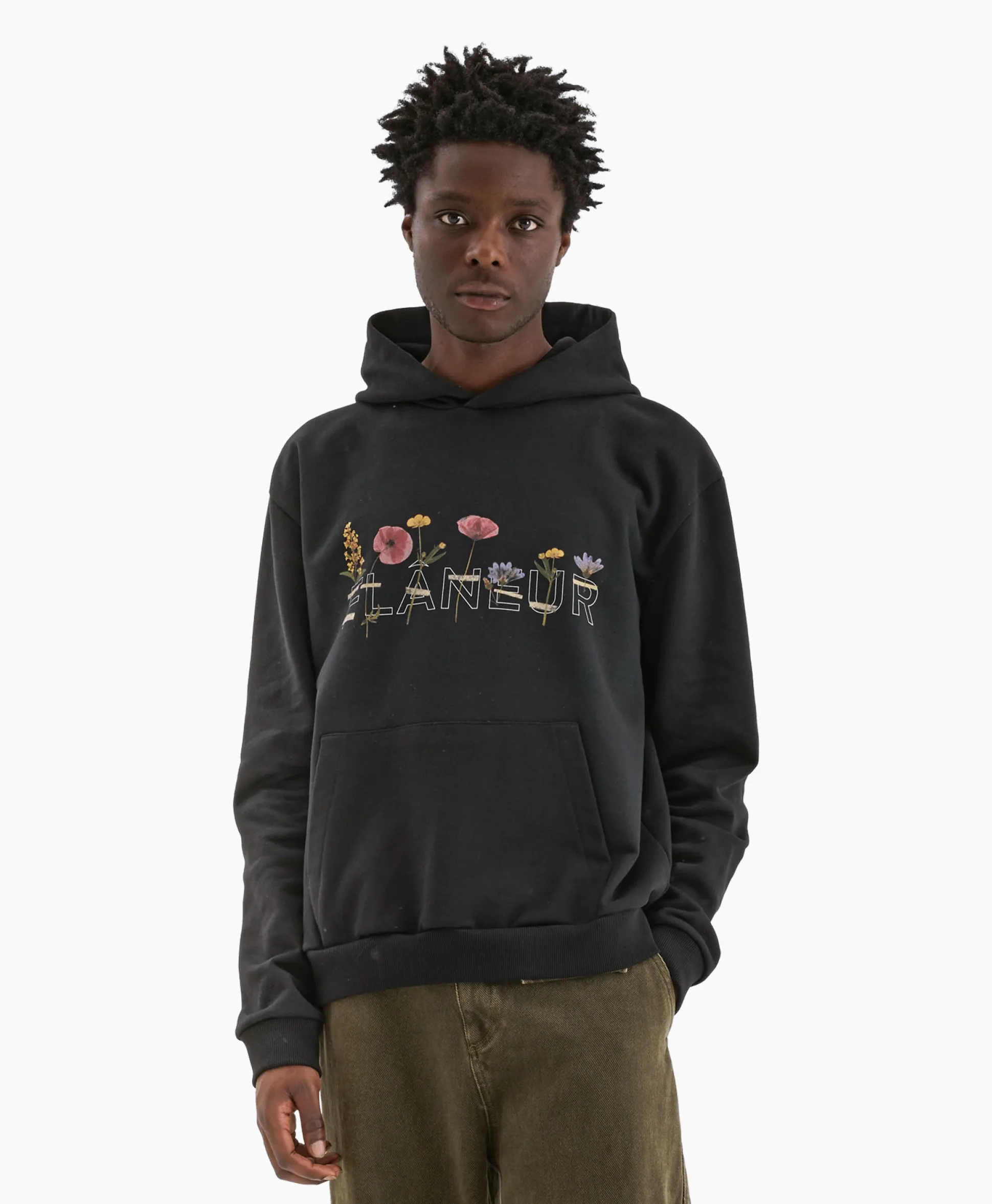 Sale Flaneur Hoodie Botanical Zwart Heren Truien