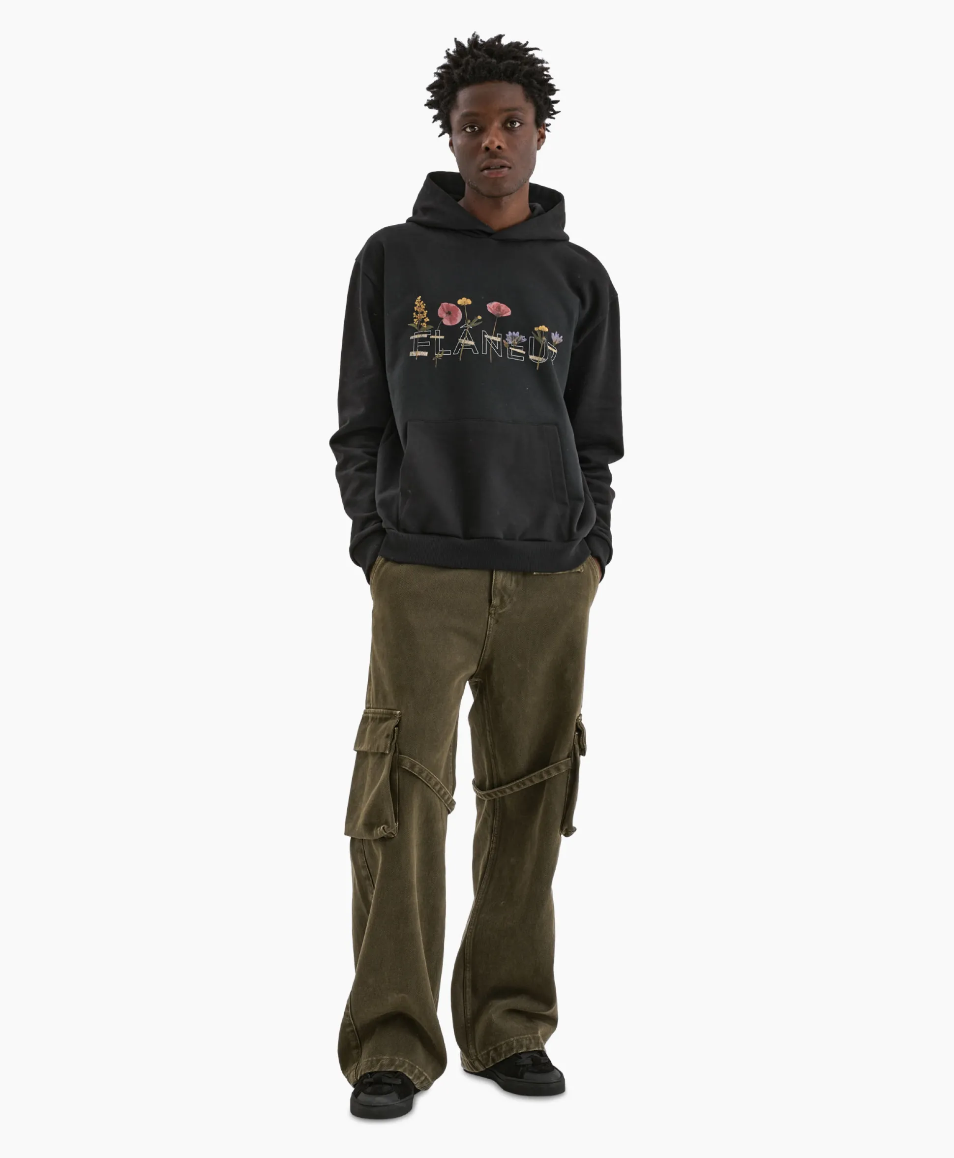 Sale Flaneur Hoodie Botanical Zwart Heren Truien