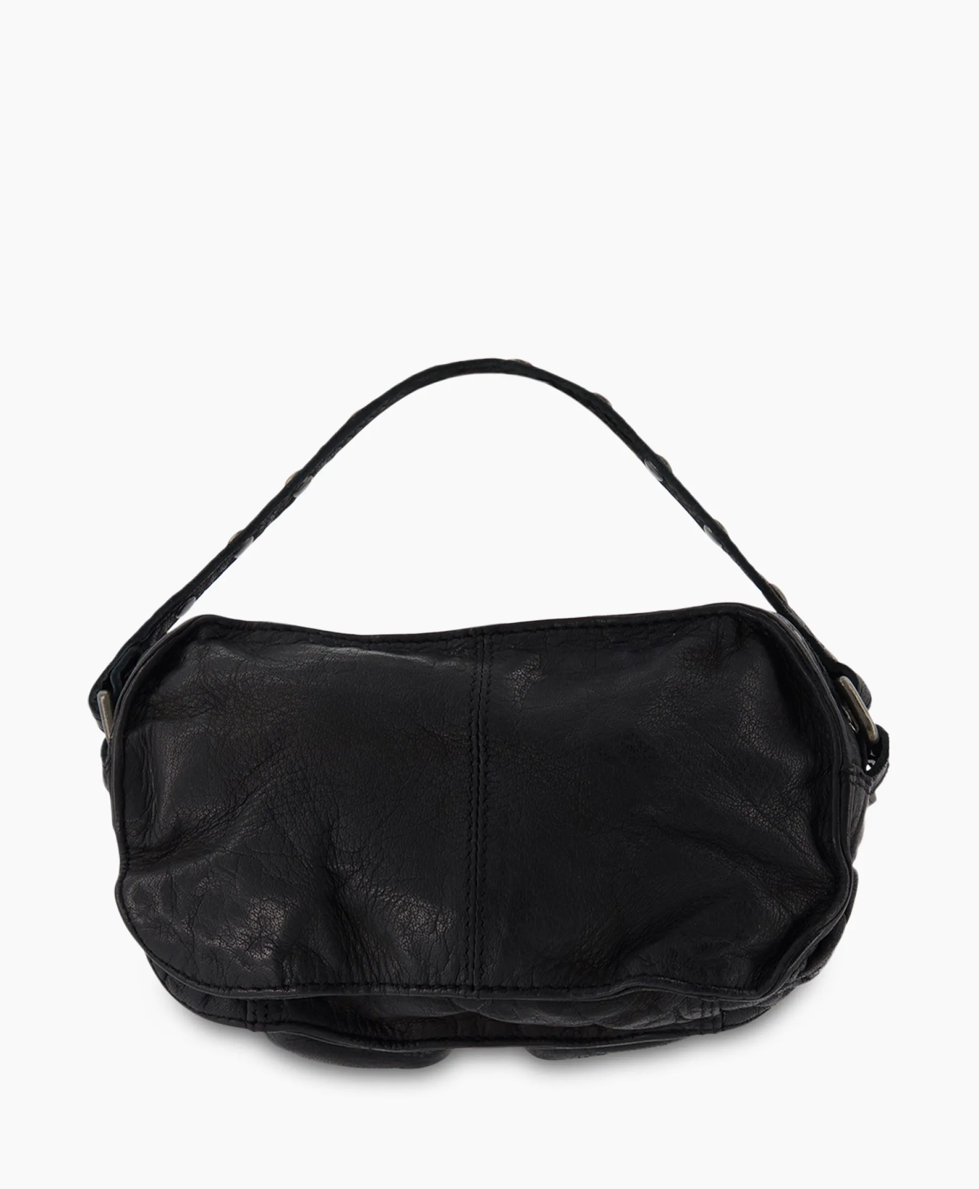 Fashion Crossbody Tas Helena Rivet Washed Black Zwart Dames Tassen