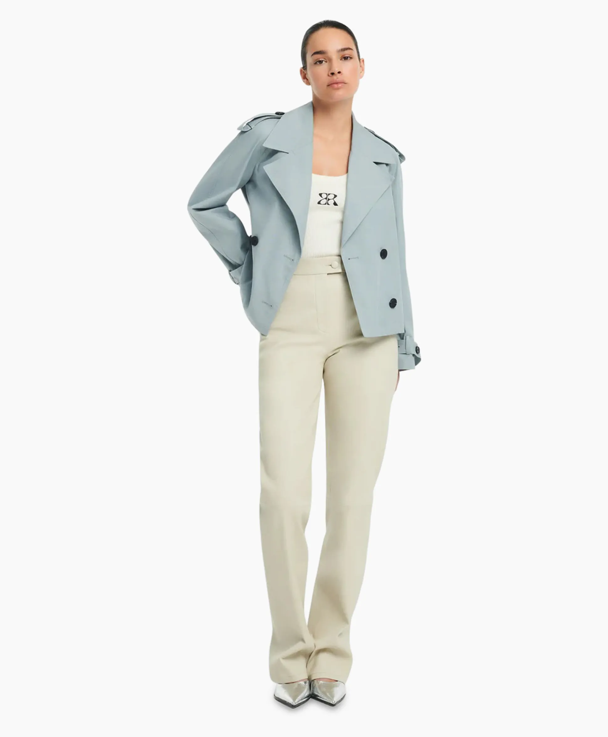Cheap Mantel Samora Cotton Twill Blauw Dames Jassen