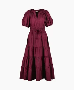New Midi Jurk Olina Bordeaux Dames Jurken