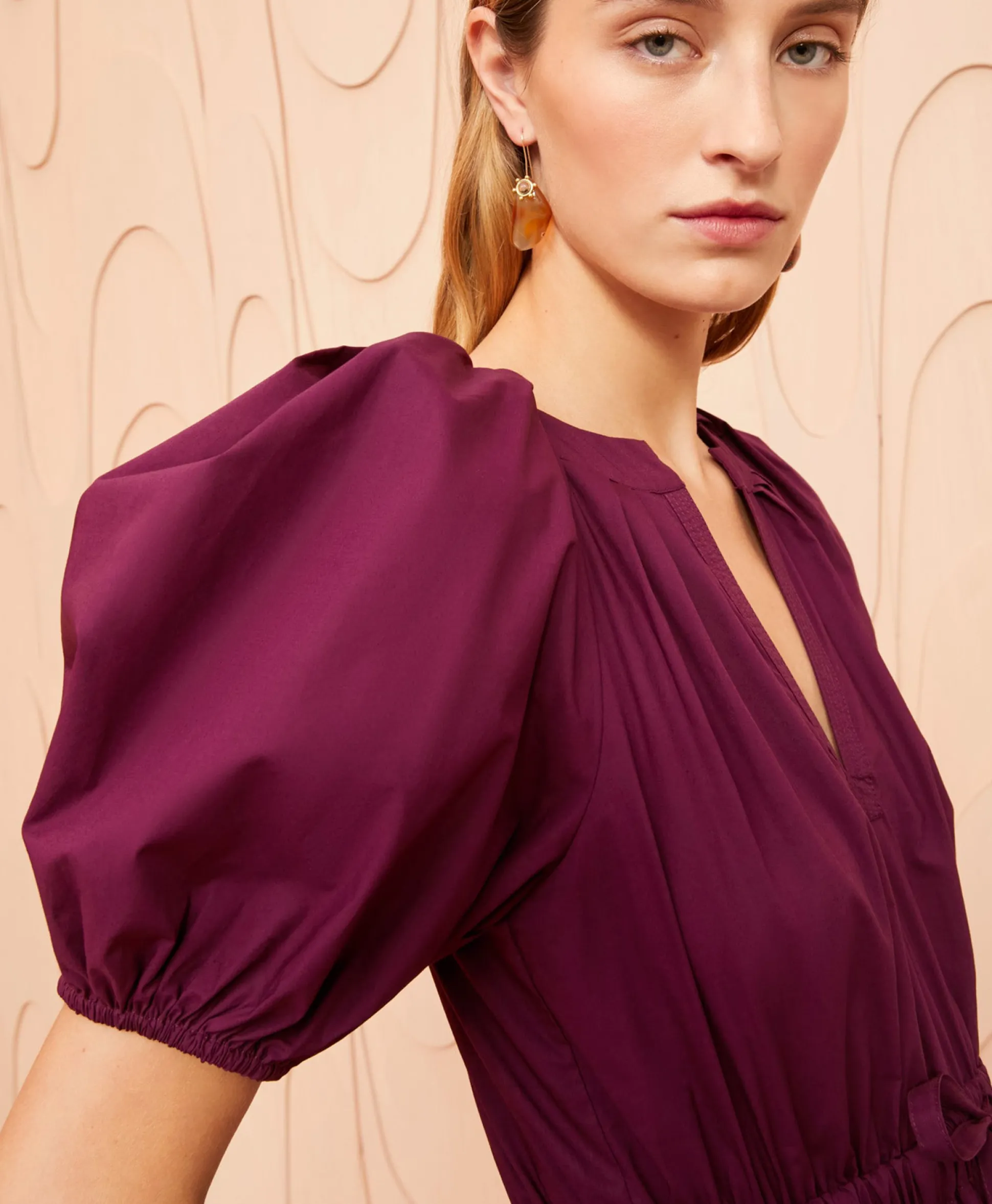 New Midi Jurk Olina Bordeaux Dames Jurken