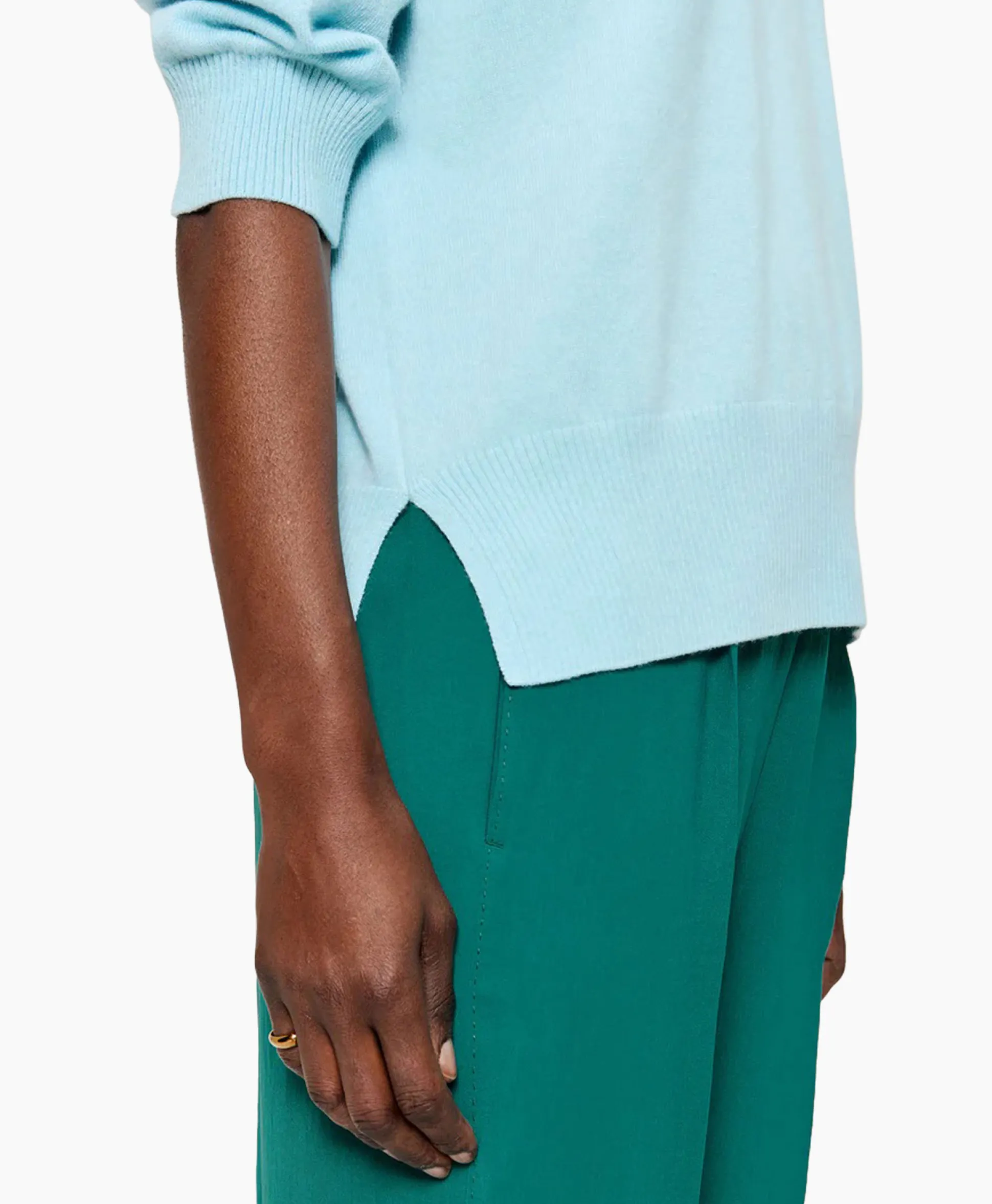 Cheap Top Relaxed Short Sleeve Aqua Dames T-Shirts & Tops